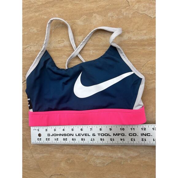 Nike Womens Sports Bra Medium Navy Pink Strappy Back Activewear - Picture 5 of 5
